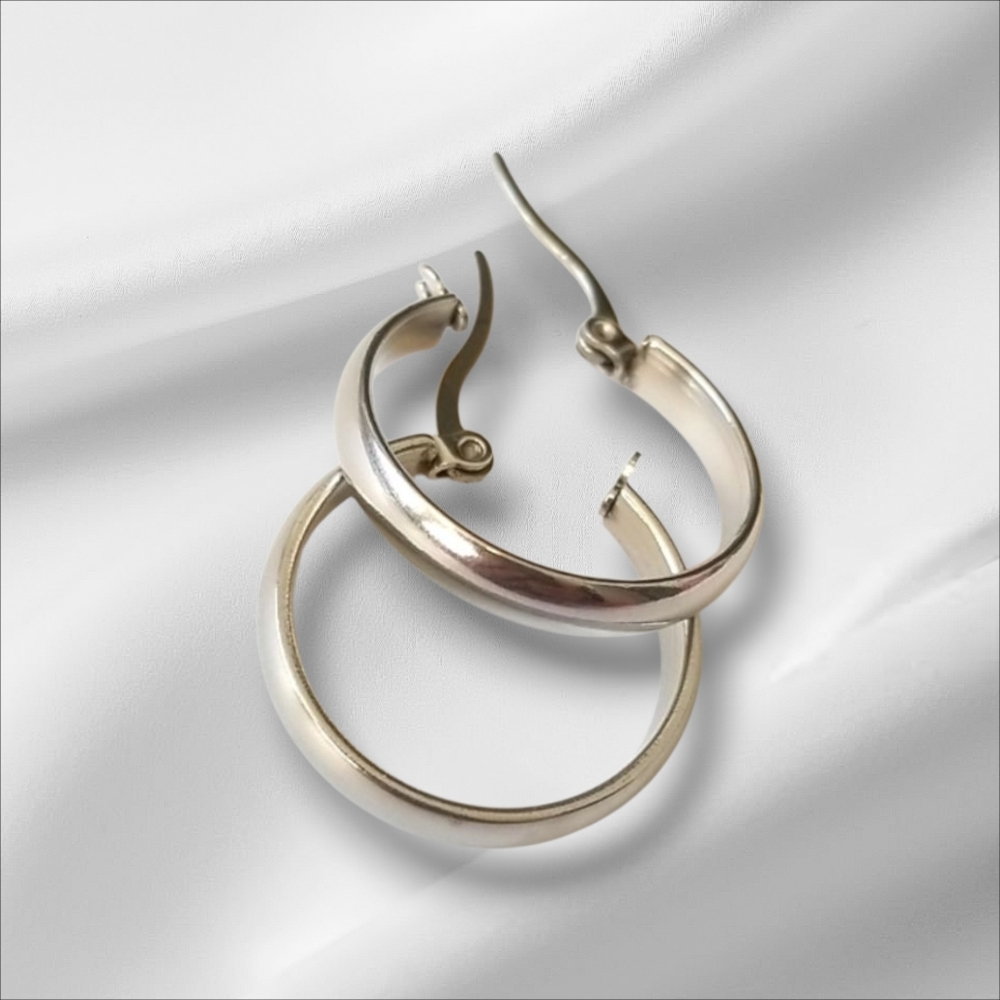 3 for $15 Silver Stainless Steel Hoop Earrings